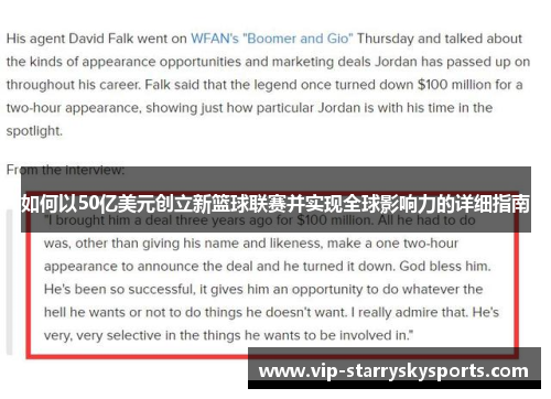 如何以50亿美元创立新篮球联赛并实现全球影响力的详细指南 如何以50亿美元创立新篮球联赛并实现全球影响力的详细指南